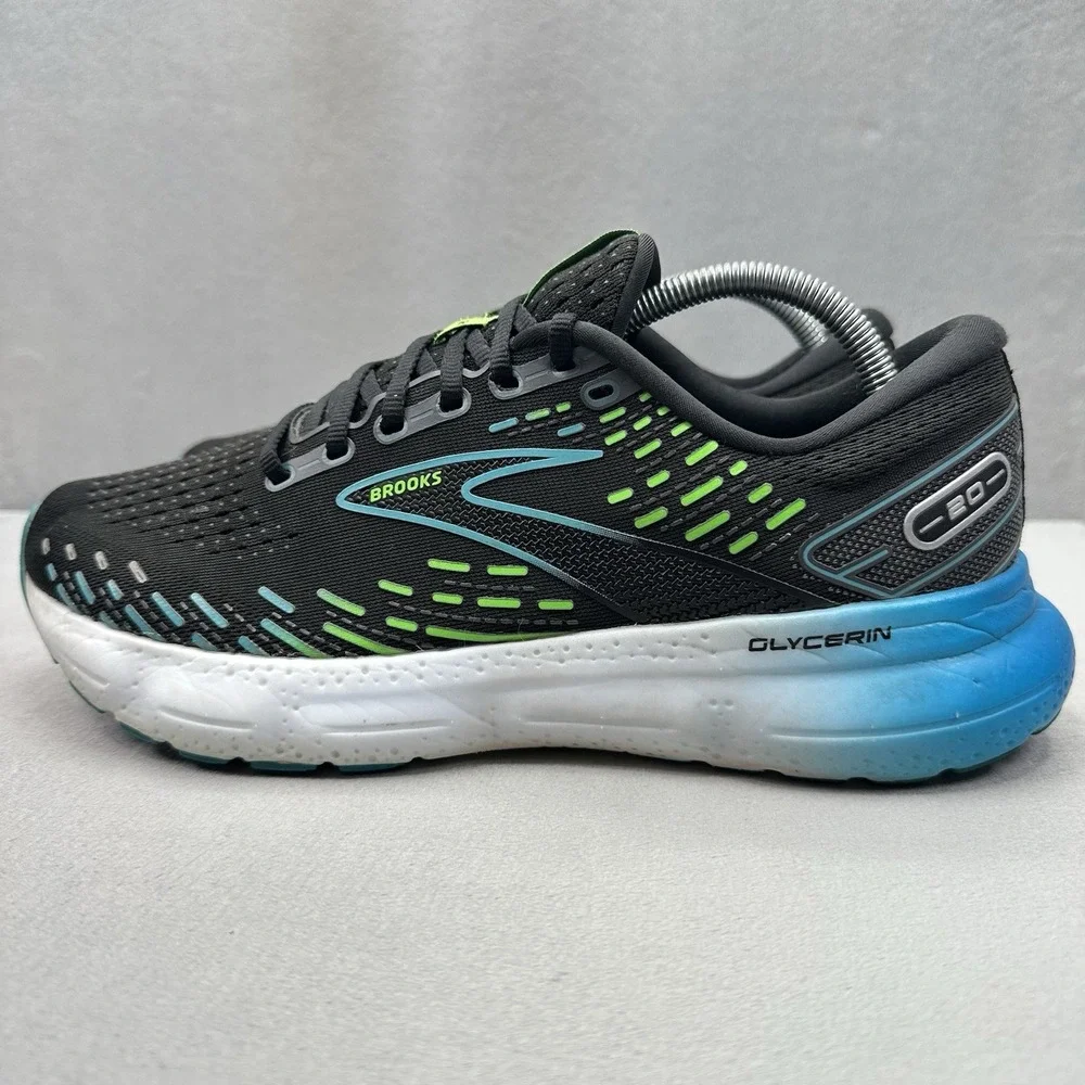 Mens Size 10 (D) Brooks Glycerin 20 Shoes Black / Green Athletic Running Sneaker